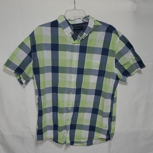 Aeropostale Blue and Green Plaid Men's Shirt - Picture 1 of 4